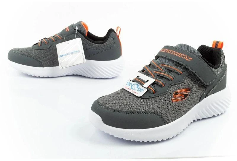 Skechers Bounder vaikiški sportiniai batukai su lipukais, lengvi, madingi pilki