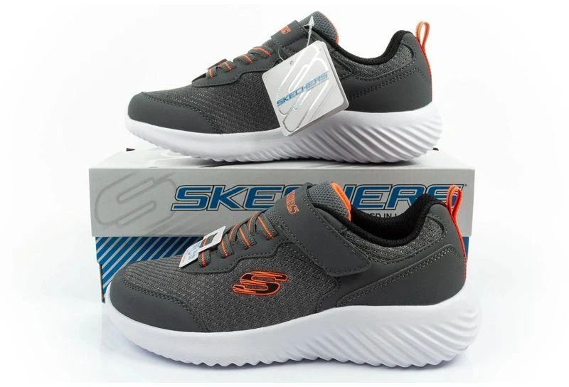 Skechers Bounder vaikiški sportiniai batukai su lipukais, lengvi, madingi pilki