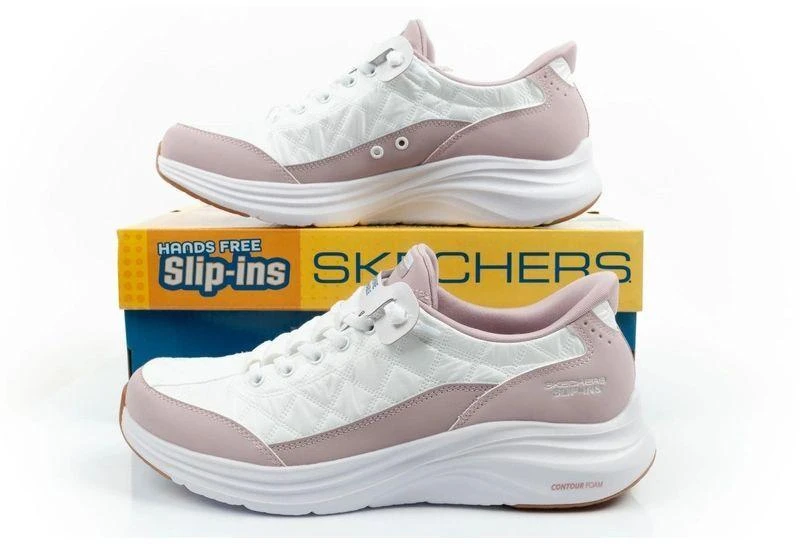 Skechers Contour Foam Moteriški sportiniai bateliai, balti, patogūs, SLIP-INS