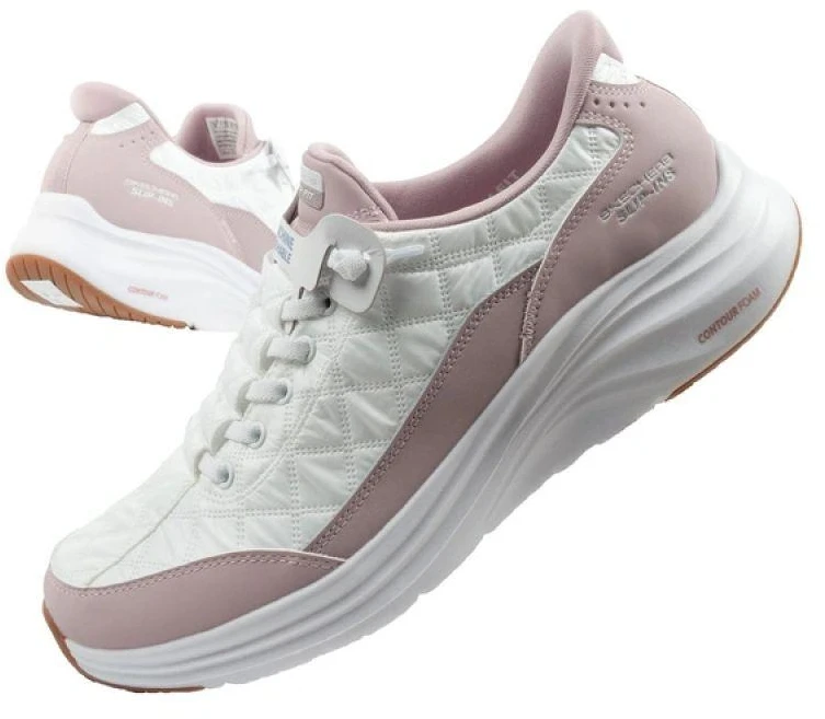 Skechers Contour Foam Moteriški sportiniai bateliai, balti, patogūs, SLIP-INS