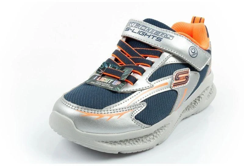 Skechers Glow Strider LED vaikiški sportiniai batukai berniukams, sidabriniai