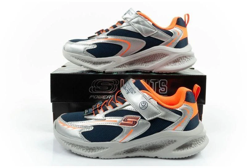 Skechers Glow Strider LED vaikiški sportiniai batukai berniukams, sidabriniai