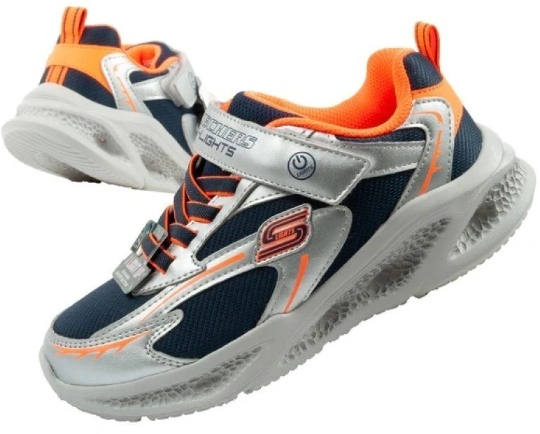 Skechers Glow Strider LED vaikiški sportiniai batukai berniukams, sidabriniai