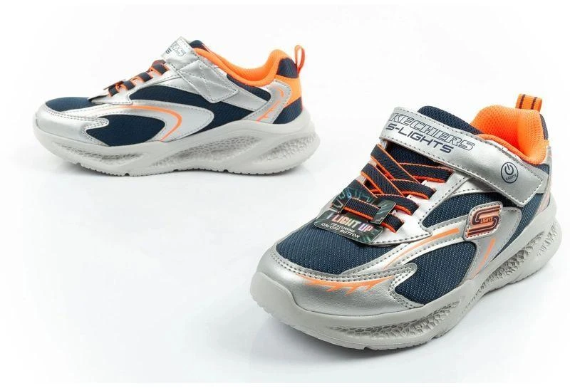 Skechers Glow Strider LED vaikiški sportiniai batukai berniukams, sidabriniai