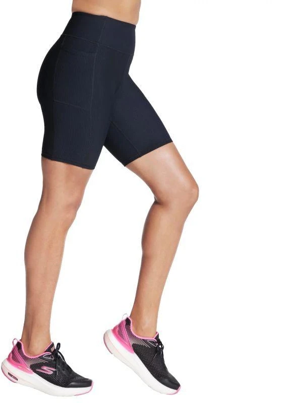 Skechers Go Flex Rib aukštu juosmeniu 8 colių dviratininko šortai SH32-BLK Juodi L