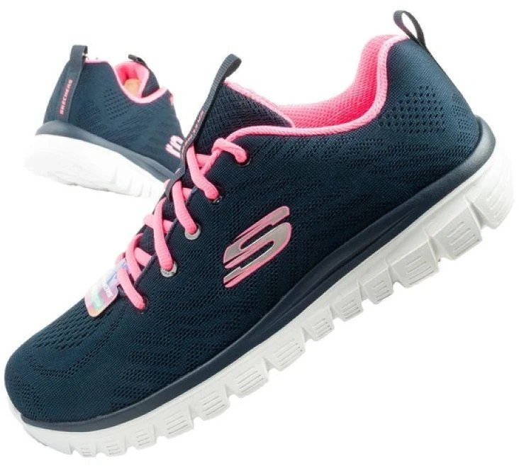 Skechers Graceful-Get moteriški sportiniai bateliai, patogūs, lengvi, kvėpuojantys, tamsiai mėlyni