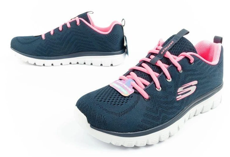 Skechers Graceful-Get moteriški sportiniai bateliai, patogūs, lengvi, kvėpuojantys, tamsiai mėlyni