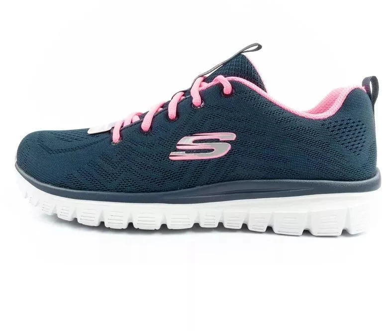 Skechers Graceful-Get moteriški sportiniai bateliai, patogūs, lengvi, kvėpuojantys, tamsiai mėlyni