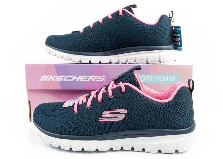 Skechers Graceful-Get moteriški sportiniai bateliai, patogūs, lengvi, kvėpuojantys, tamsiai mėlyni