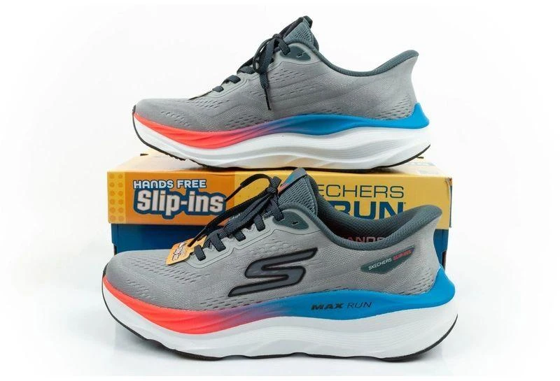 Skechers Max Run vyriški sportiniai bateliai, pilki, SLIP-INS