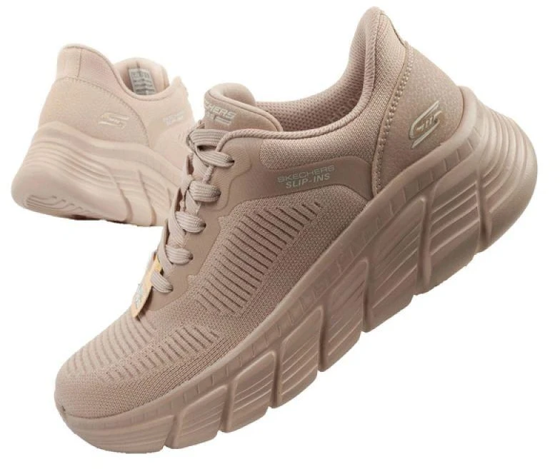 Skechers moteriški sportiniai bateliai Bobs B Flex SLIP-INS smėlio spalvos patogūs