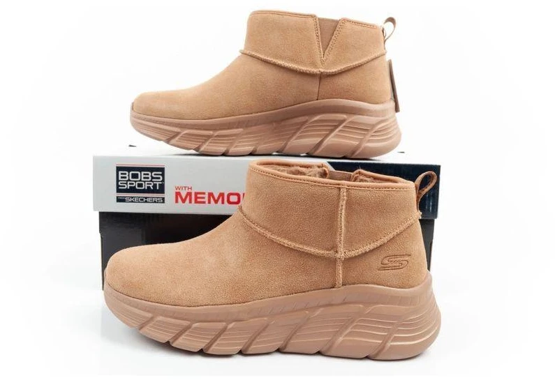 Skechers moteriški žieminiai odiniai aulinukai su pašiltinimu, rudi