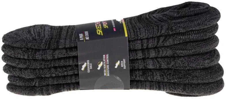 Skechers moteriškos pusilgės kilpinės kojinės, 6 porų pakuotė, S113157-GRY, pilkos, 36–40 dydis