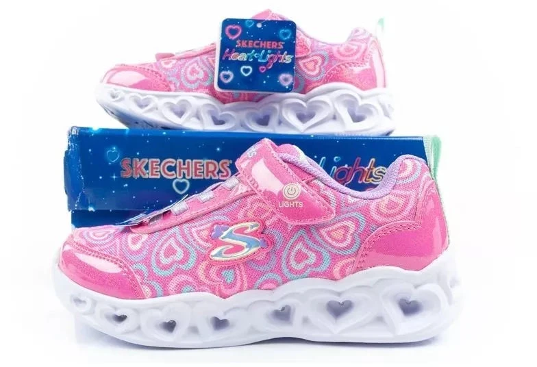 Skechers S Lights-Heart patogūs LED sportiniai bateliai mergaitėms