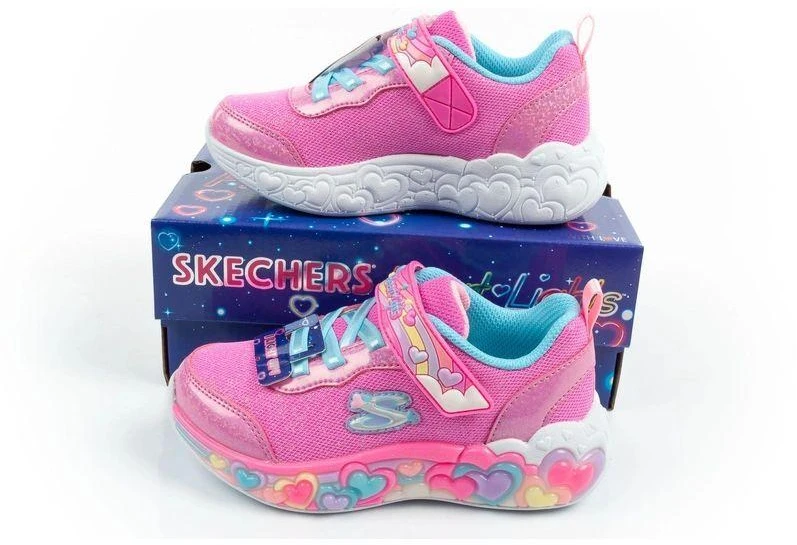 „Skechers S Lights“ LED sportiniai bateliai mergaitėms su lipdukais