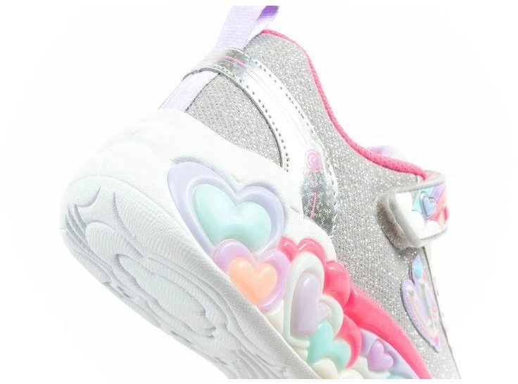 Skechers S Lights LED vaikiški batai mergaitėms su lipdukais, pilki