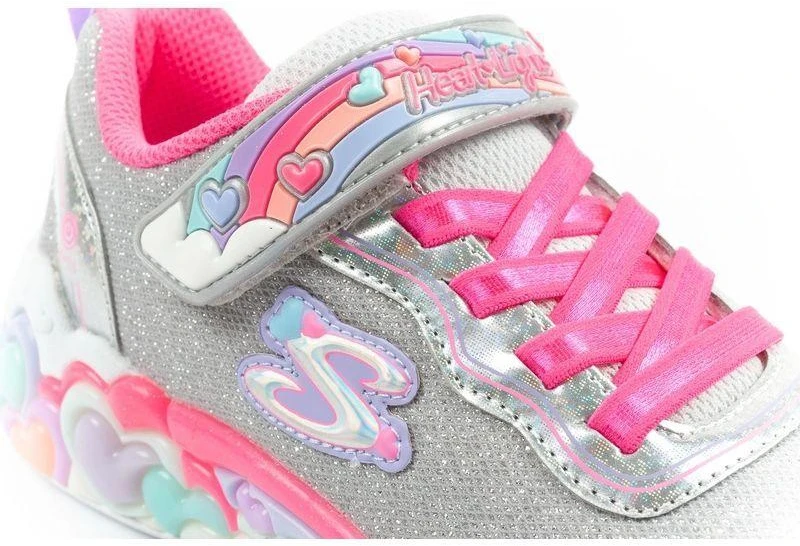 Skechers S Lights LED vaikiški batai mergaitėms su lipdukais, pilki