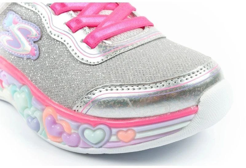 Skechers S Lights LED vaikiški batai mergaitėms su lipdukais, pilki