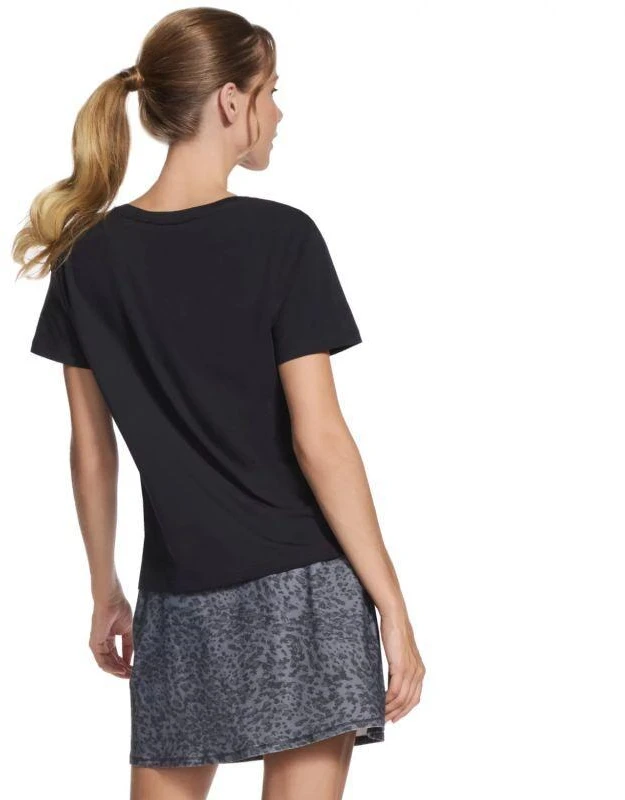 Skechers Signature marškinėliai V formos iškirpte TP167-BLK juodi L