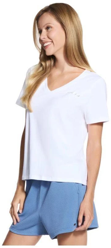 Skechers Signature V-kaklo marškinėliai TP167-WHT, balti, L dydis