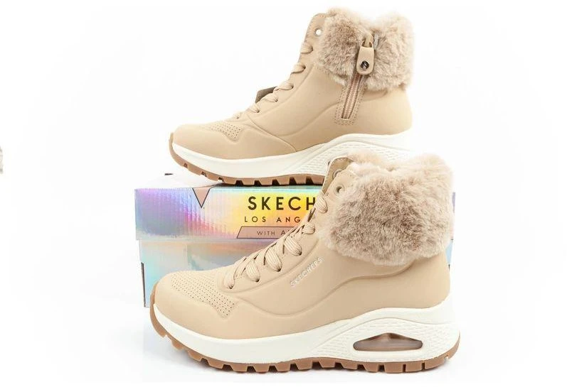 Skechers Uno Rugged moteriški pašiltinti žieminiai batai rudi
