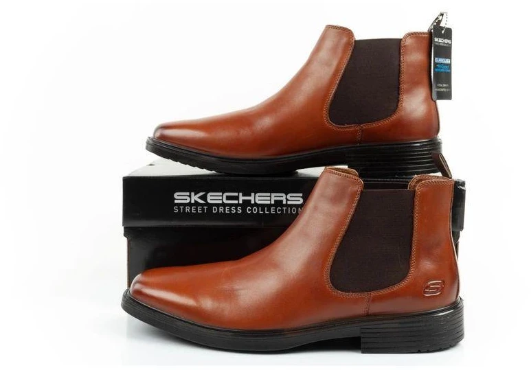 Skechers vyriški Chelsea batai Miller-Boris elegantiški odiniai rudi