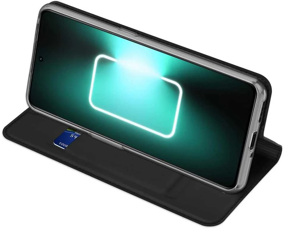 Dux Ducis Skin Pro Realme GT Neo 5 / Realme GT3 atverčiamas Card Wallet su stoveliu dėklas telefonui juodos spalvos