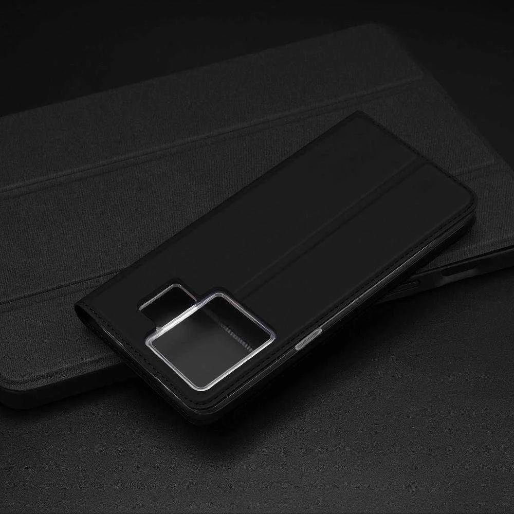 Dux Ducis Skin Pro Realme GT Neo 5 / Realme GT3 atverčiamas Card Wallet su stoveliu dėklas telefonui juodos spalvos