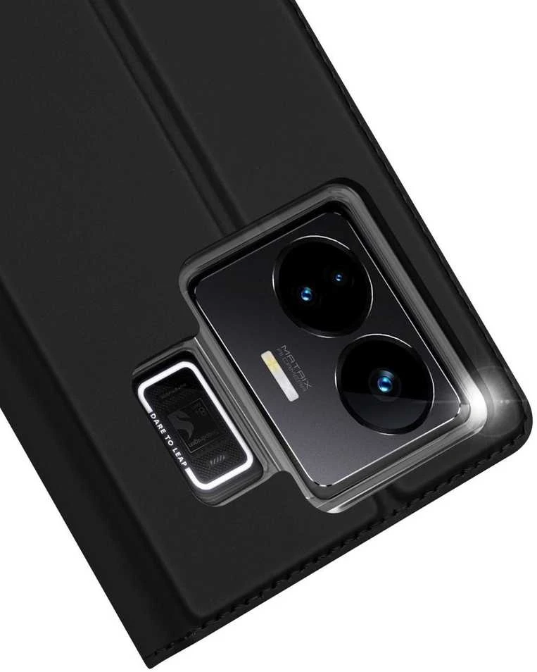 Dux Ducis Skin Pro Realme GT Neo 5 / Realme GT3 atverčiamas Card Wallet su stoveliu dėklas telefonui juodos spalvos