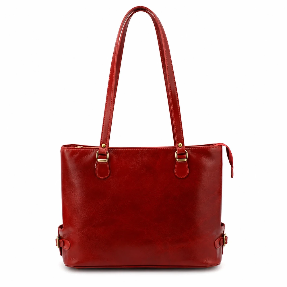 Skórzana elegancka shopperbag pojemna na ramię su kieszeniami Florence