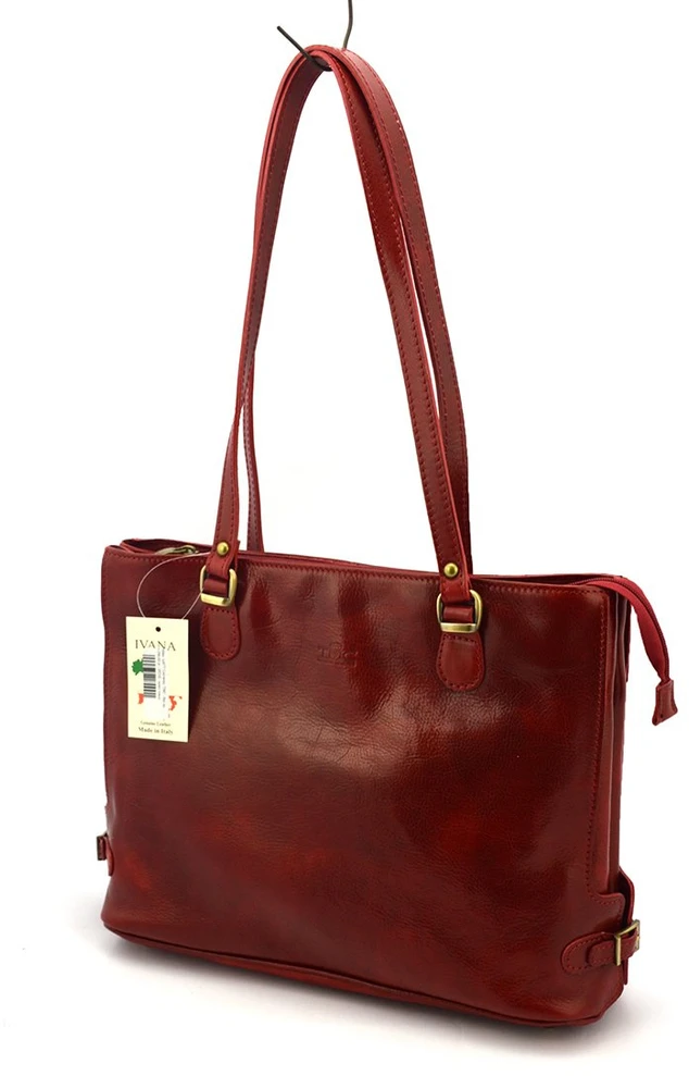 Skórzana elegancka shopperbag pojemna na ramię su kieszeniami Florence