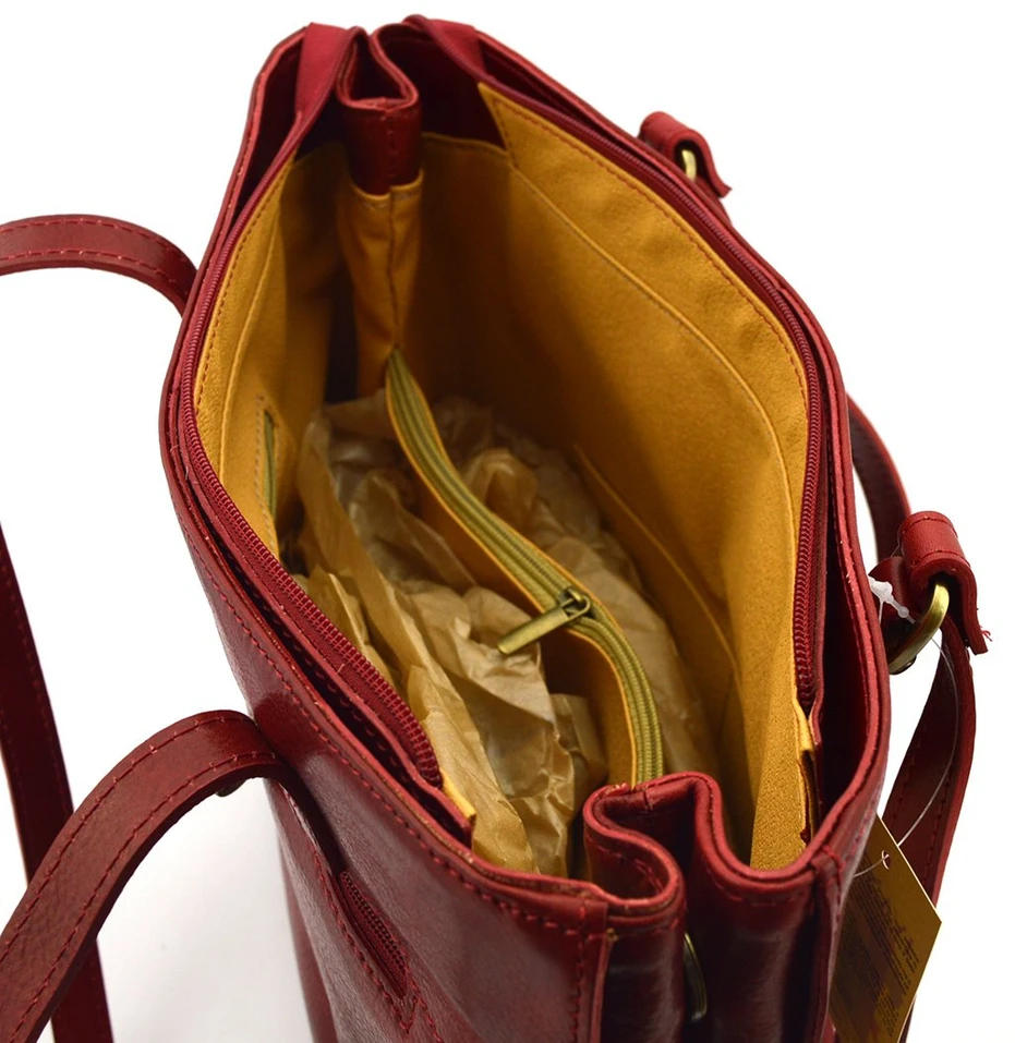 Skórzana elegancka shopperbag pojemna na ramię su kieszeniami Florence