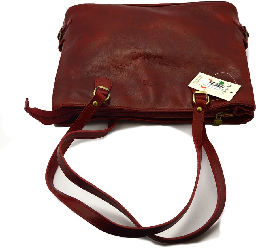 Skórzana elegancka shopperbag pojemna na ramię su kieszeniami Florence