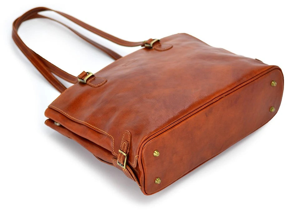 Kelioninis Skórzana elegancka shopperbag pojemna na ramię su kieszeniami Florence