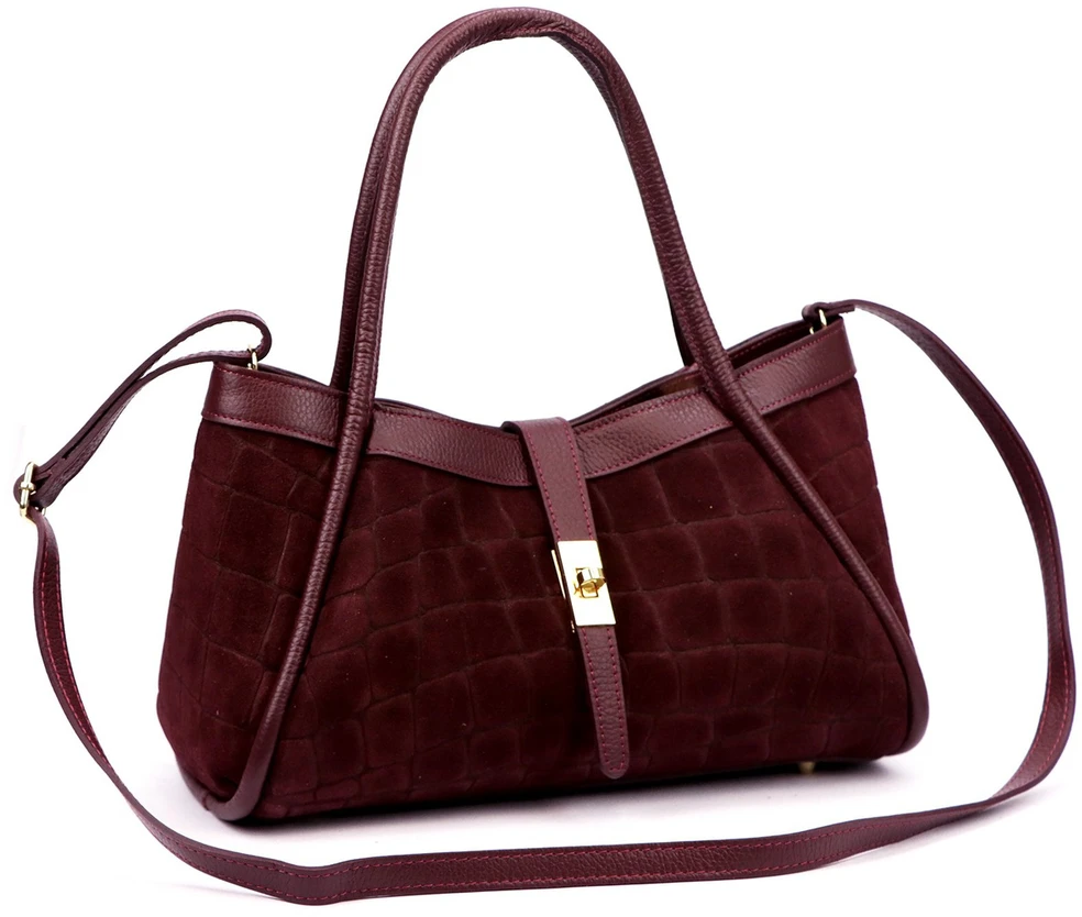 Skórzana torebka Camilla PREMIUM 10.014 CROCO su paskiem