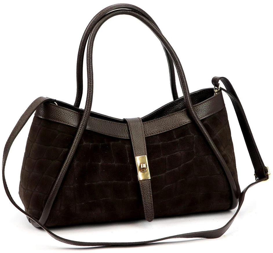 Skórzana torebka Camilla PREMIUM 10.014 CROCO su paskiem