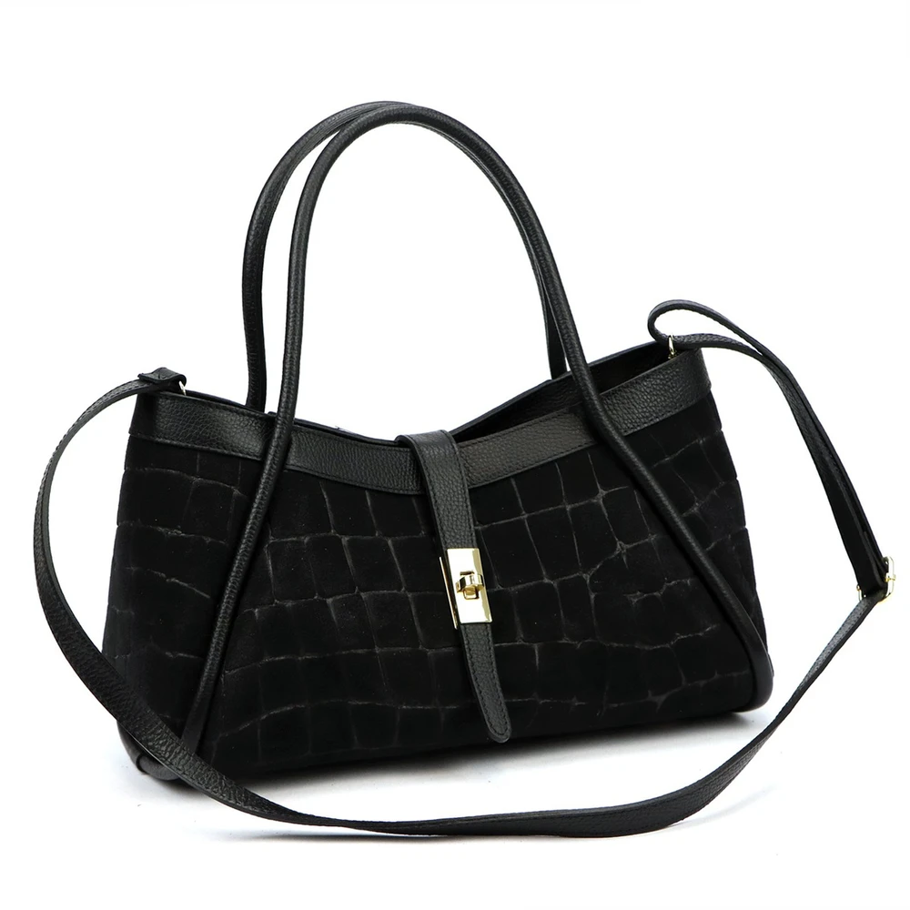 Skórzana torebka Camilla PREMIUM 10.014 CROCO su paskiem