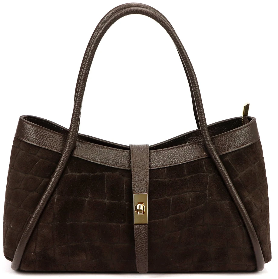 Skórzana torebka Camilla PREMIUM 10.014 CROCO su paskiem