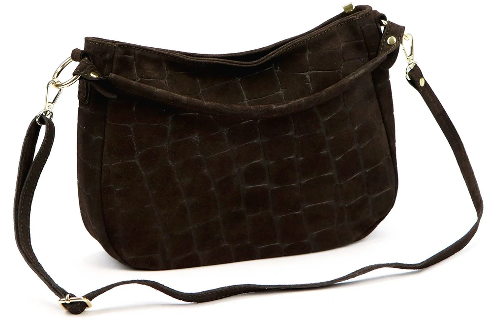Skórzana torebka damska na ramię Luka 24-085 Croco Gold