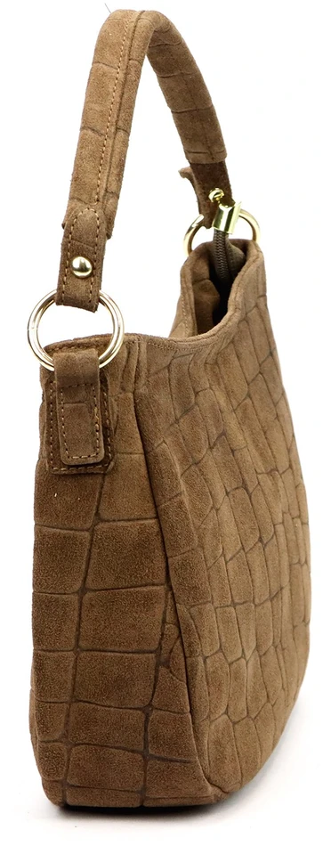 Skórzana torebka damska na ramię Luka 24-085 Croco Gold