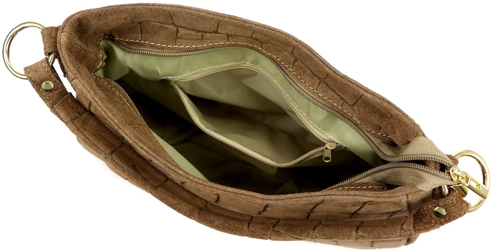 Skórzana torebka damska na ramię Luka 24-085 Croco Gold