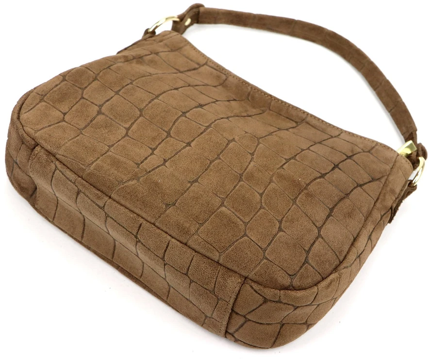 Skórzana torebka damska na ramię Luka 24-085 Croco Gold