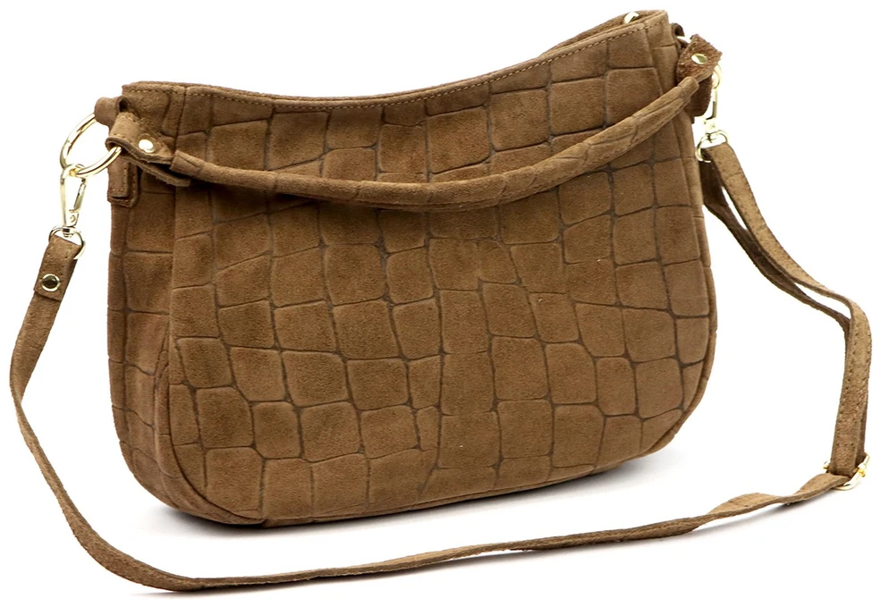 Skórzana torebka damska na ramię Luka 24-085 Croco Gold