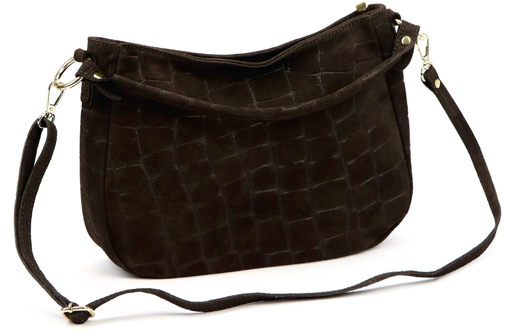 Skórzana torebka damska na ramię Luka 24-085 Croco Gold