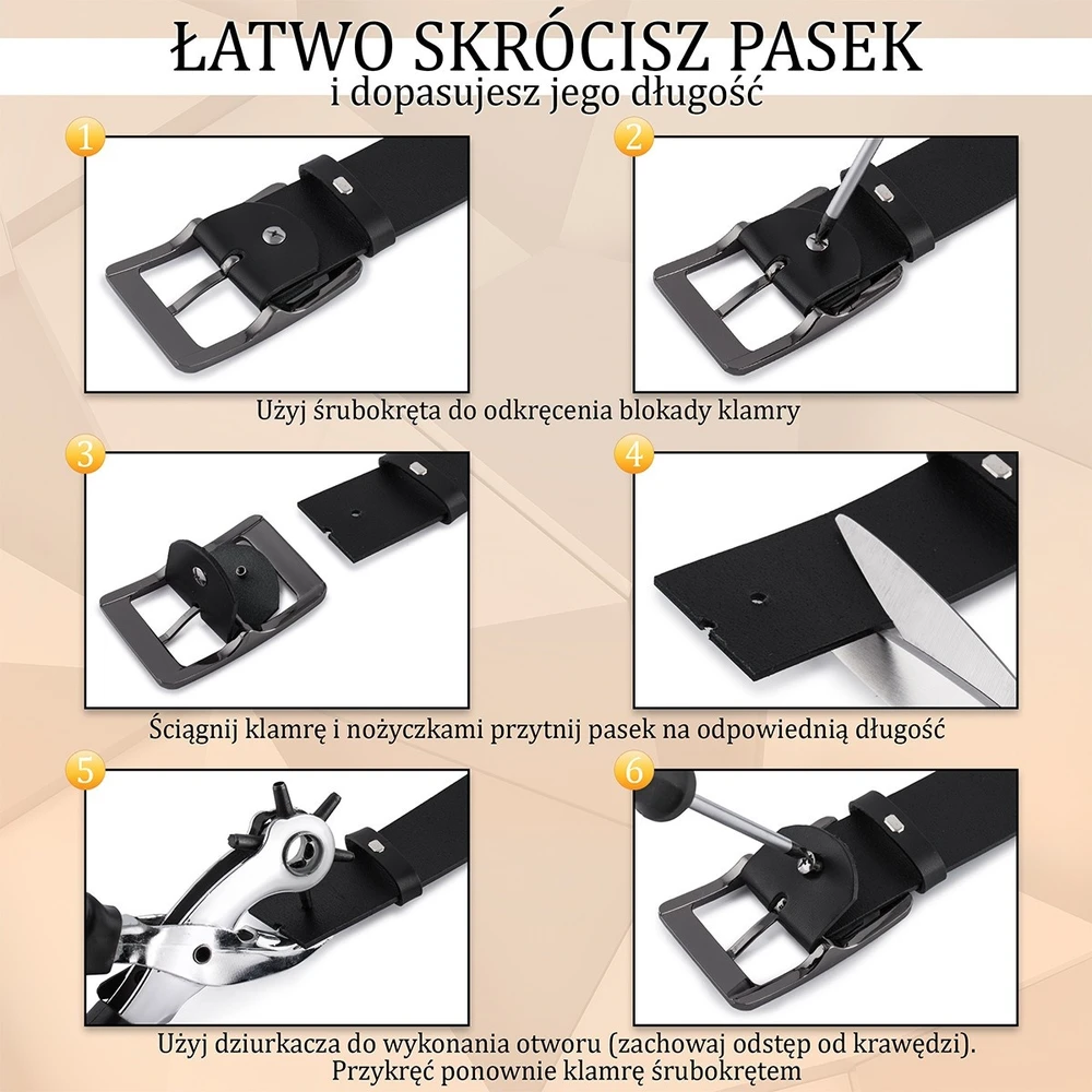 Skórzany dirželis damski do spodni sukienki juoda skóra nat 4 cm Beltimore D86