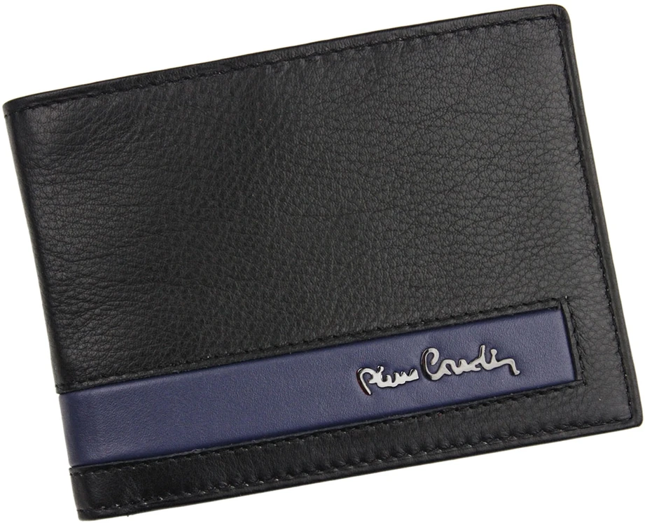 Natūralios odos vyriška piniginė RFID Pierre Cardin CB TILAK26 8806, juoda/mėlyna