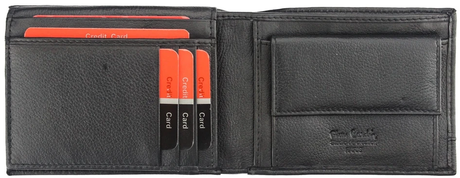 Natūralios odos vyriška piniginė RFID Pierre Cardin CB TILAK26 8806, juoda/mėlyna