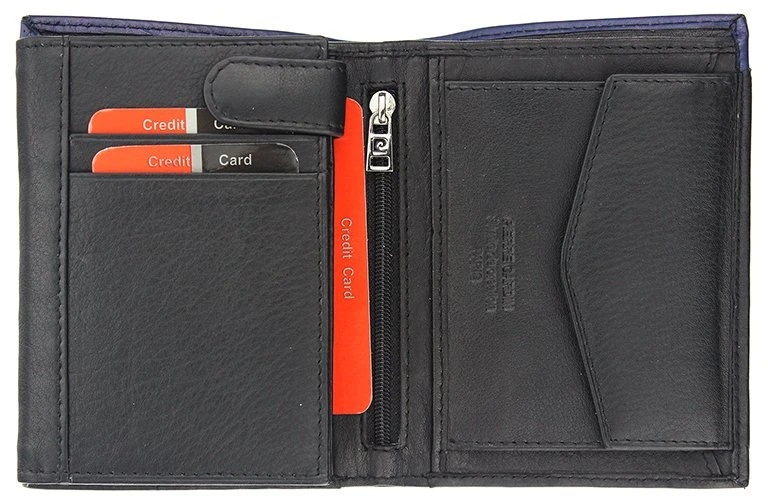 Natūralios odos vyriška piniginė RFID Pierre Cardin TILAK14 326, juoda + mėlyna