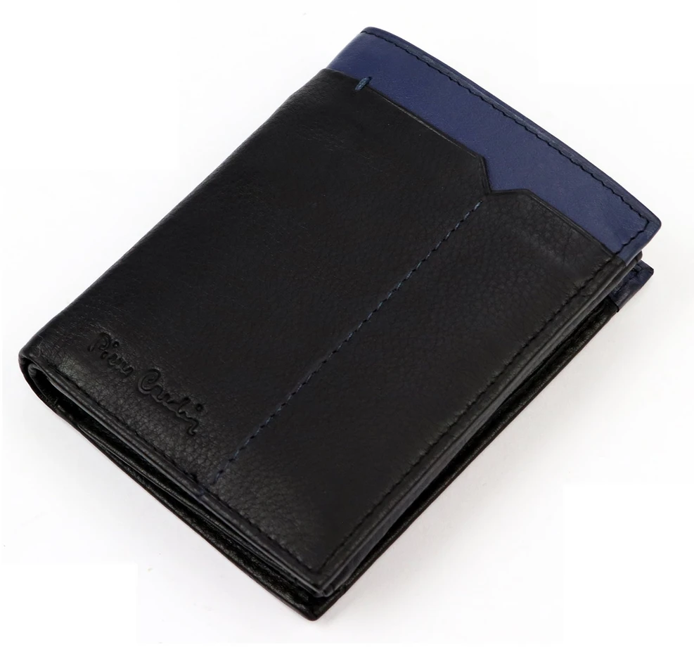 Natūralios odos vyriška piniginė RFID Pierre Cardin TILAK14 326, juoda + mėlyna