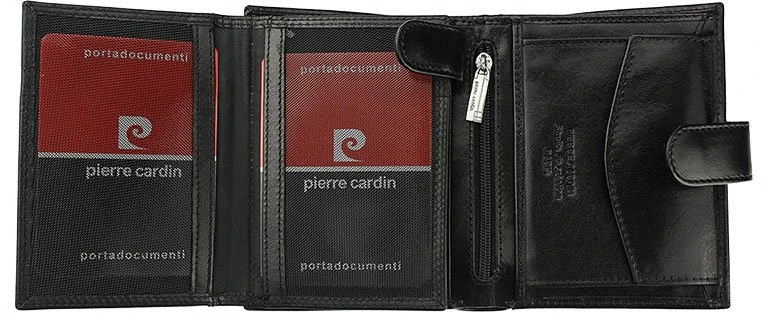 Duży, sk&oacute;rzany portfel męski zapinany na zatrzask &mdash; Pierre Cardin
